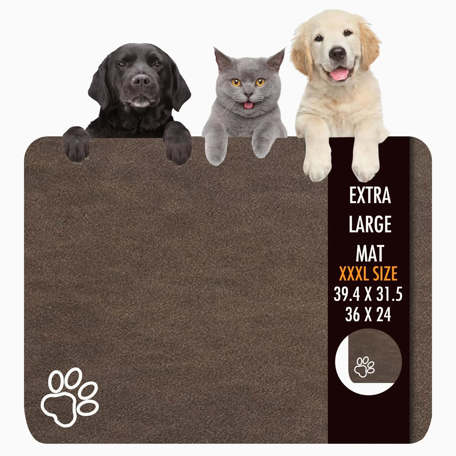 Tapis de nourriture pour chien, 100,1 x 80 cm, le plus grand tapis absorbant pour la nourriture et l'eau, tapis antidérapant pour gamelle pour chat, pas de taches, séchage rapide pour distributeur