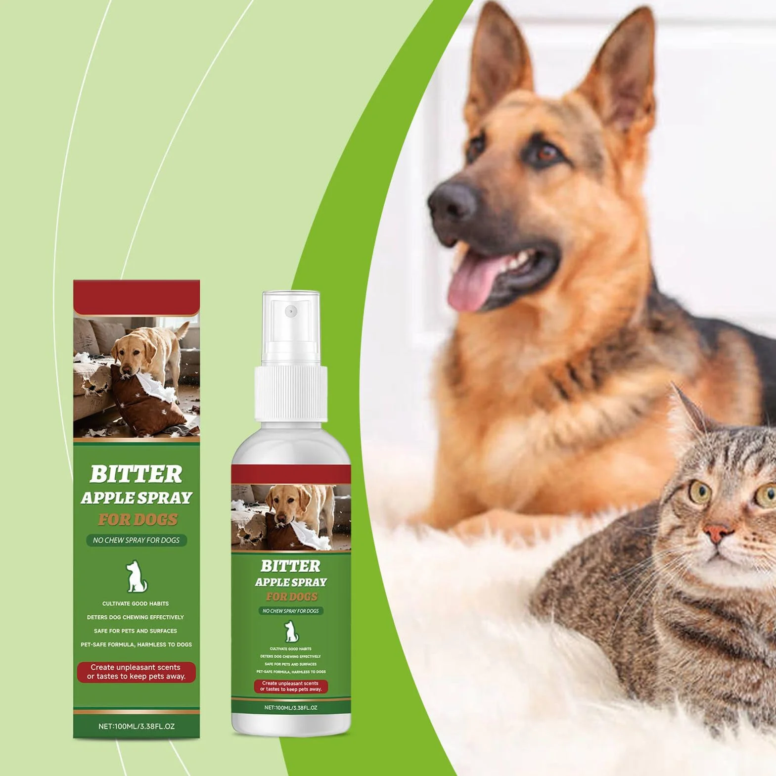 Bitter Spray Mastication Naturelle 100 ML Correcteur de comportement pour Meubles Tapis Terrasse