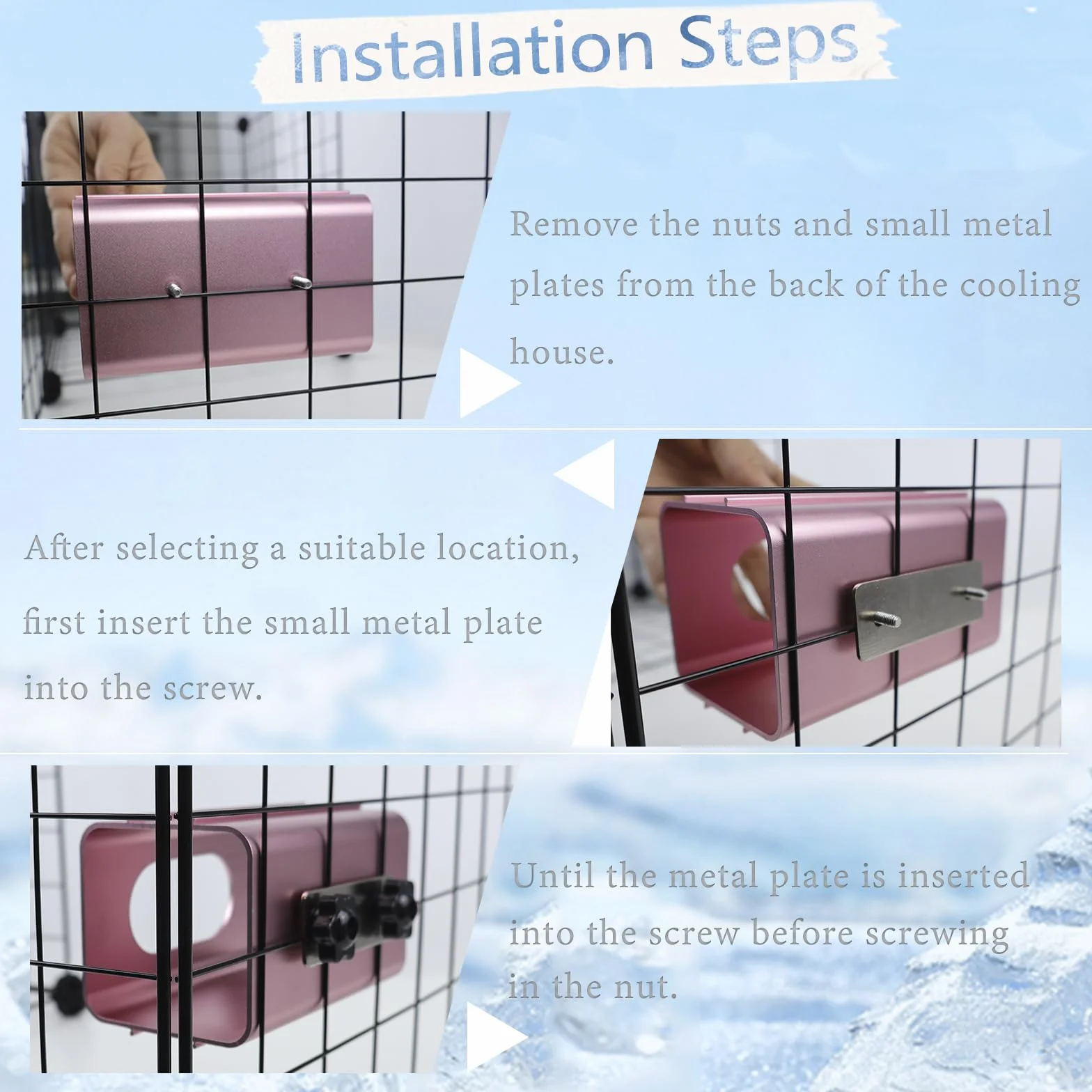 Jouets Tunnel rafraîchissant pour Hamsters, Maison rafraîchissante pour Hamsters, cachette Suspendue en Aluminium pour Hamsters Nains, Hamsters syriens, Geckos léopards (Rose, 12x7x7cm)