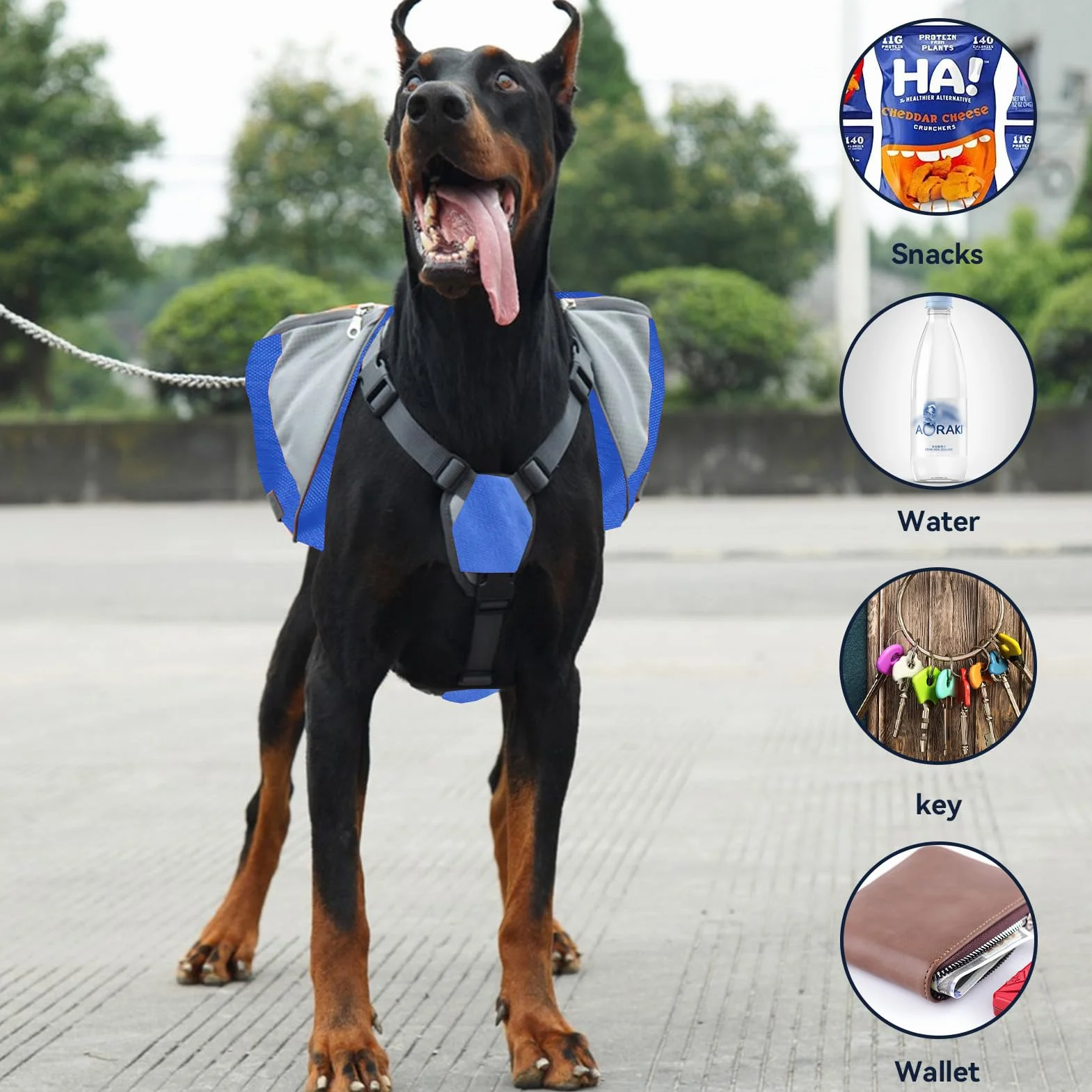 Sac à Dos Chien Cyrank Doggy Backpack Harnais Randonnée Camping Saddle Bag Réfléchissant Grands Chiens
