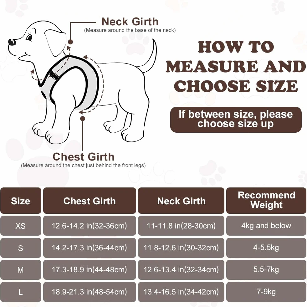 OFFCUP Harnais pour Chiens Anti-Traction avec Laisse, Gilet Réglable Maille Respirante, Marron M