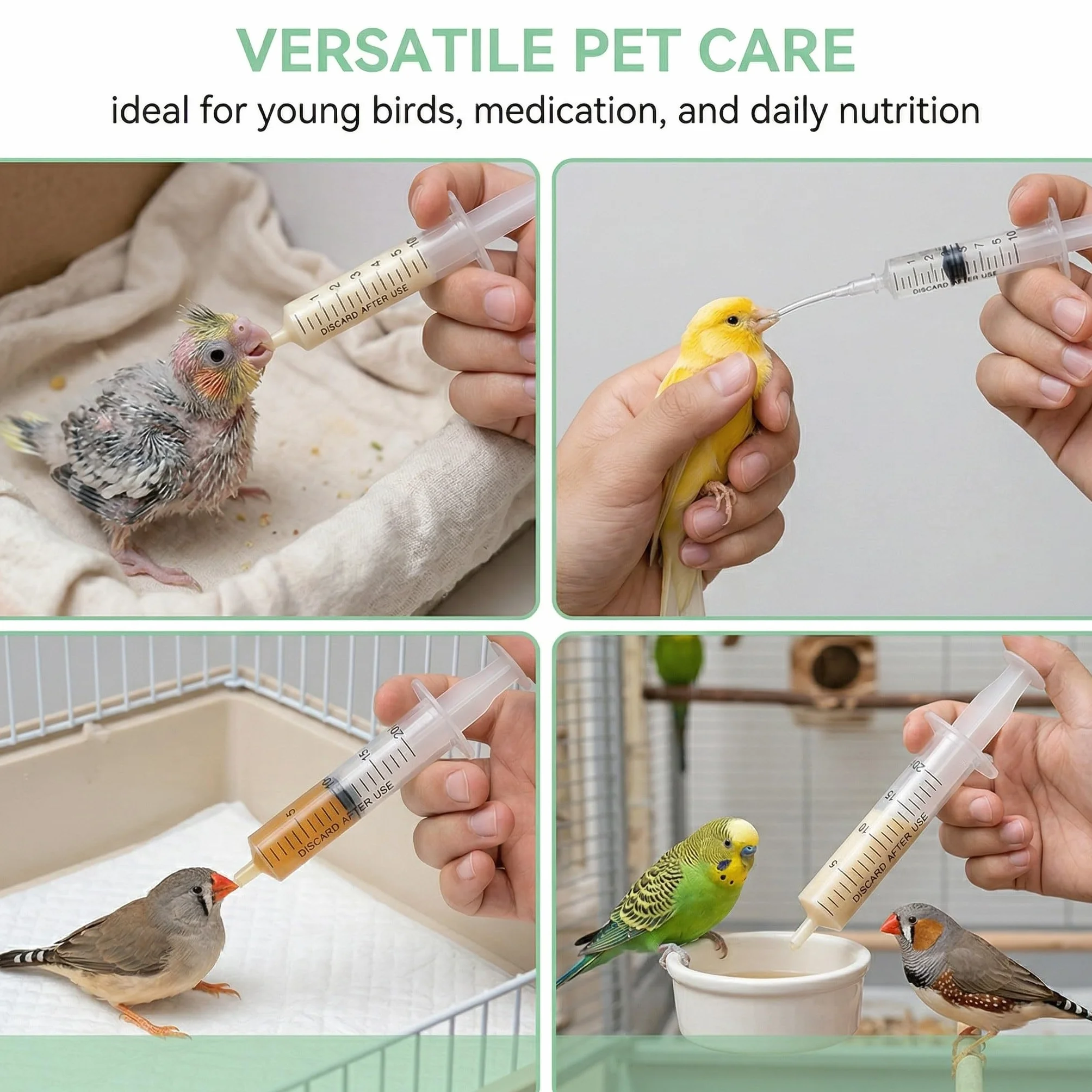 Seringue Alimentaire pour Nourrissage d'Oiseaux 12 Pièces avec Tuyau 10ml 20ml