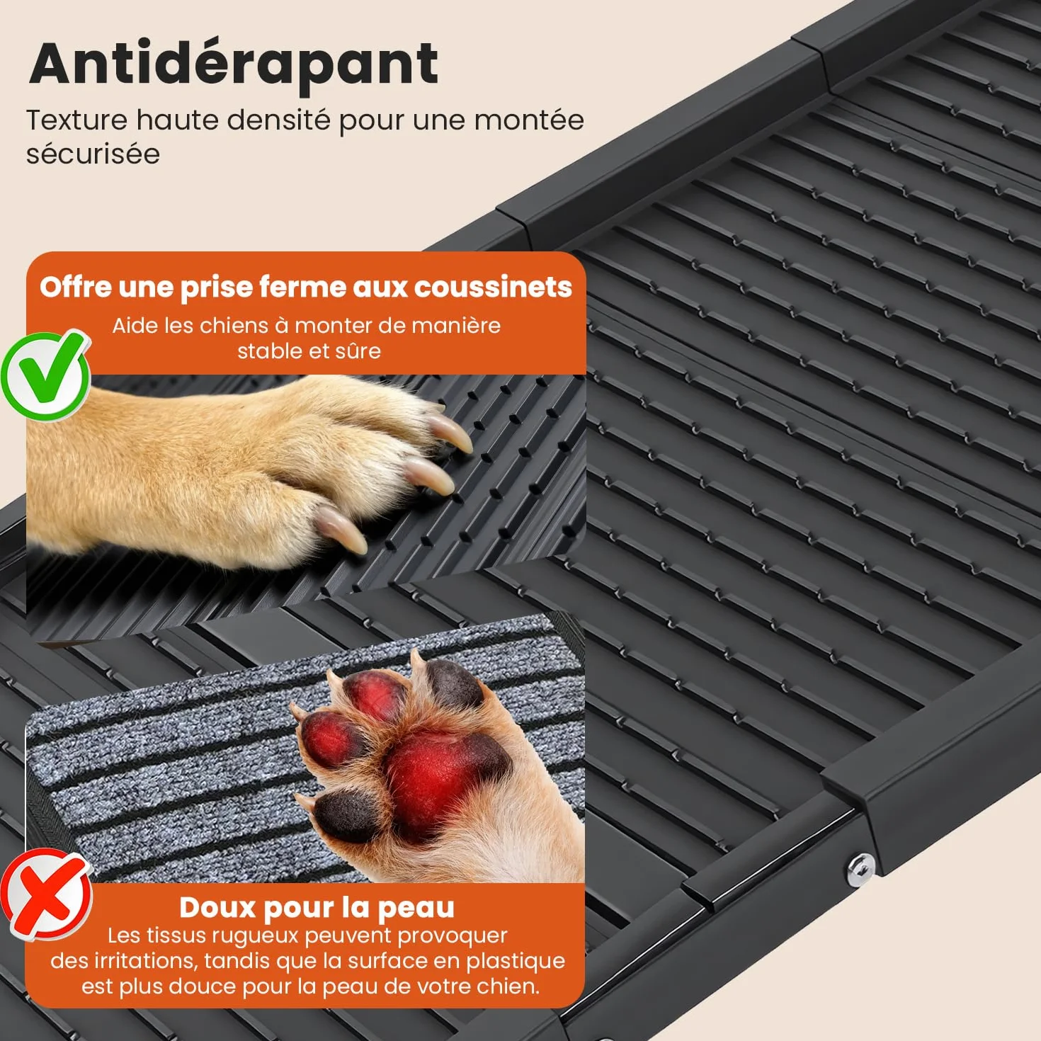 Rampe pour Chien pour Voiture 170 cm x 41 cm,Rampe Pliable Extra Longue avec Surface Antidérapante, Rampe Portable pour Animaux pour SUV, Camion, Lit & Canapé, pour Chiens Moyens et Grands