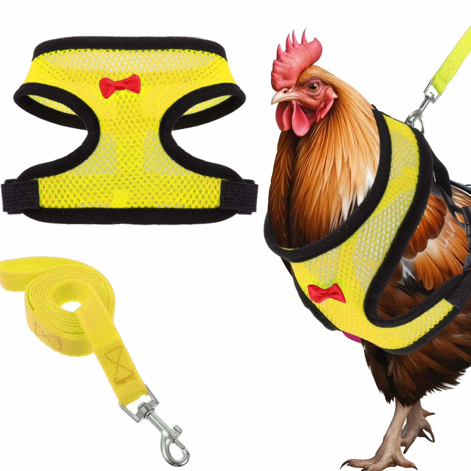 Harnais et laisse réglables en nylon pour poules canards oies petits animaux (rose, M)